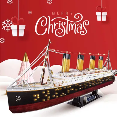 Produktbild von 3D Puzzle LED 88cm Titanic - Titanic Schiffsmodell Spielzeug für Erwachsene und Jugendliche