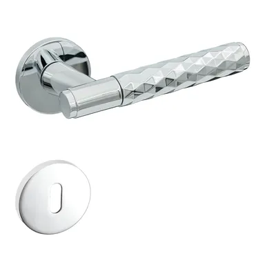 Produktbild von Türgriffe Set BB Buntbart  Türklinken für Innentüren in Silber Chrom  Drückergarnitur für Zimmertür mit runder Rosettengarnitur aus Zink Gavroche