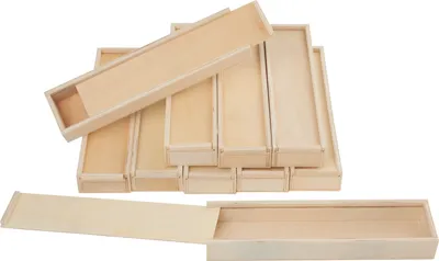 Produktbild von VBS XXL Holzboxen mit Schiebedeckel, 10 Stück, 20 x 5 x 2,5 cm