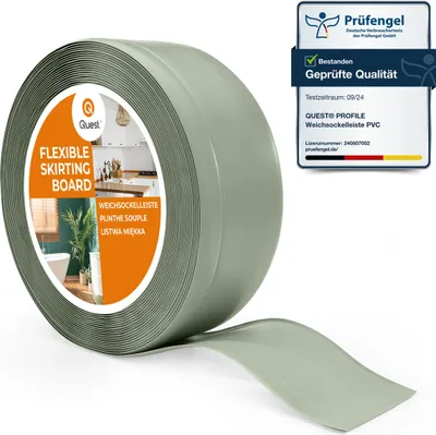 Immagine prodotto di QUEST Battiscopa in PVC 70x20mm, 5m, Battiscopa morbido, flessibile, verde chiaro