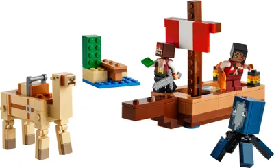 Produktbild von LEGO Minecraft Die Piratenschiffreise, Spielzeug-Schiff mit Piratenfiguren, Tintenfisch und Kamel, Bauspielzeug für Rollenspiele, Geschenk für Jungen und Mädchen ab 8 Jahren 21259