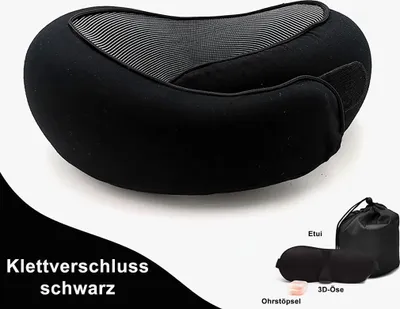 Produktbild von Reise-Nackenkissen, Kinnstützkissen, verstellbares Surround-Kissen zum Schlafen, 3D-Augenmaske, Ohrstöpsel magischer Aufkleber Anzug