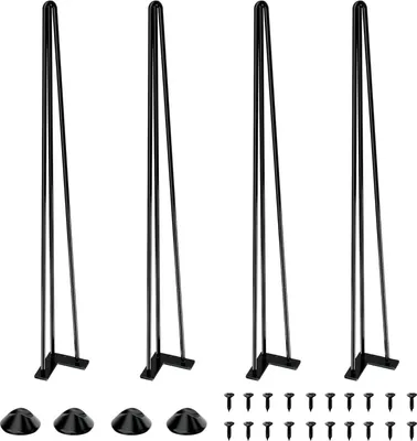 Produktbild von Tischbeine Haarnadelbeine Metall mit Bodenschonern 86 cm 4 Stück