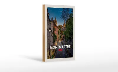 Produktbild von Holzschild Reise 12x18 cm Montmartre Paris Retro Dekoration
