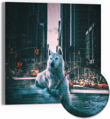 Produktbild von DEQOART Hybrid Leinwand Bild 30x30 cm 'Urbane Wolfsruh' Wandbild Glas flach modern