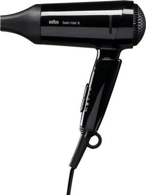 Produktbild von Satin Hair 3 Style&Go Haartrockner, Föhn mit IonTec und Stylingdüse, klappbar, HD350, schwarz,1600W, 100-240V