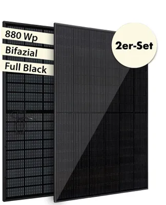 Produktbild von VALE leistungsstarkes Solarmodul Set, 2 x bifaziale Solarpanele, 880 Wp - Solaranlage Set für private Energieerzeugung, Balkonkraftwerk