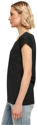 Produktbild von Build Your Brand Damen T-Shirt Ladies Wide Neck Tee, Farbe Black, Größe 3XL