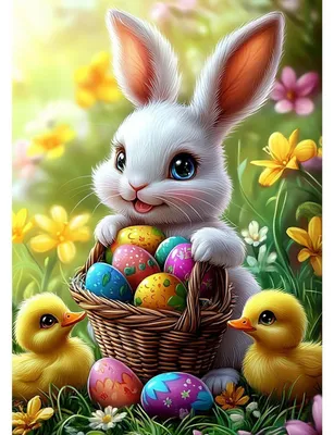 Produktbild von Diamond Painting Set Osterhase 5D Diamant Kunst 30x40cm Pastellfarben