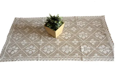 Immagine prodotto di Runner da tavola, all'uncinetto, beige naturale, centrino in pizzo 60/120, per tavolino