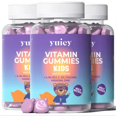 Zdjęcie produktu dla yuicy® Kids Vitamin Gummies | Multiwitaminowe żelki dla silnego układu odpornościowego | Wegańskie