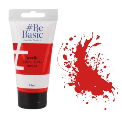 Immagine prodotto di Be Basic Colore acrilico rosso scarlatto 75 ml – Colore intenso, elevata coprenza, fai da te e hobby
