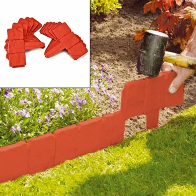Image de 20 bordures en plastique pour clôtures de jardin et pelouses