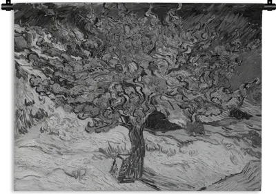 Produktbild von MuchoWow® Wandteppich Wandbehang Der Maulbeerbaum - Vincent van Gogh - Schwarz und weiß 60x45 cm Tapisserie Dekoration Wandtuch - Das Schlafzimmer