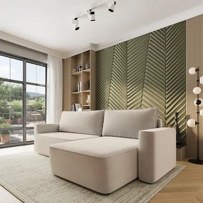 Produktbild von Masseno Ecksofa BELARO CL mit Schlaffunktion L-Form, Sofa mit Bettkasten, Wohnzimmersofa, Couch, Soffa, Bettsofa, Couchgarnitur- Creme, CASTEL 03