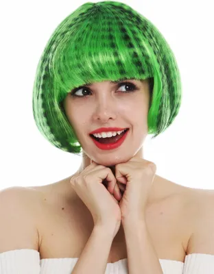 Produktbild von WIG ME UP Perücke Bob schwarz grün gestreift gesträhnt getigert JH-10002-PC15