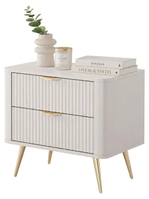 Produktbild von Baari - Nachttisch, 63x38x55h cm Beige, 2 Schubladen