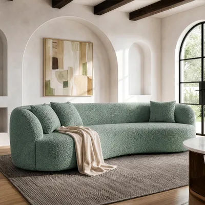 Produktbild von riess-ambiente Sofa ATELIER 230cm salbei Bouclé 3-Sitzer organische Form inkl. Kissen