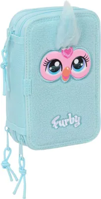 Image de Trousse à crayons triple Furby Bleu 12,5 x 19,5 x 5,5 cm 37 pièces