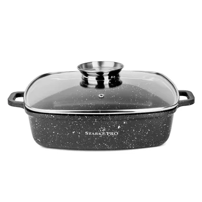 Produktbild von TOPF Kochtopf mit Glasdeckel / Aromadeckel GAS induktion ALU schwarz eckig 4,5L