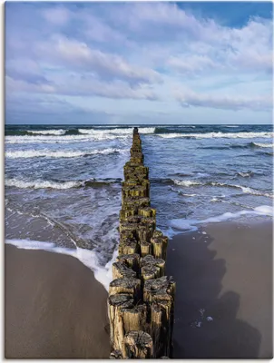 Produktbild von ARTland Leinwandbild Buhnen an Ostseeküste bei Graal Müritz Größe: 90x120 cm