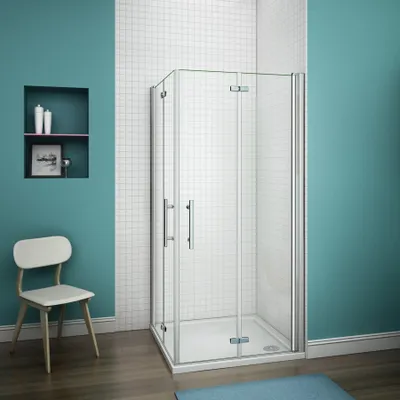 Produktbild von 80x90x197cm Duschkabine Duschabtrennung Dusche Scharniertür Falttür  Echtglas