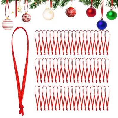 Weihnachtskugel-Aufhänger, rotes Band, 200 Stück, 12 cm