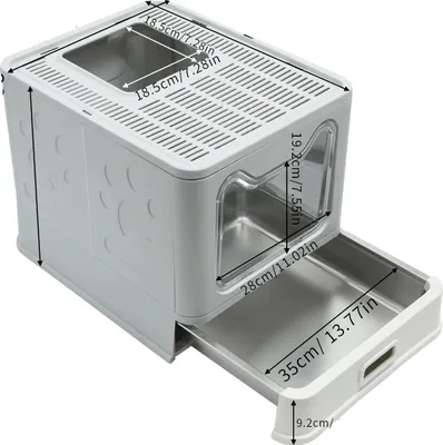 Imagen del producto de Caja para arena de gato, diseño cerrado, fácil de limpiar, 38,3 x 48,5 x 38,5 cm