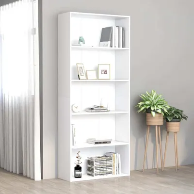 Produktbild von vidaXL Regál na knihy 5 přihrádek Bílá 80x30x189 cm výrobek ze dřeva