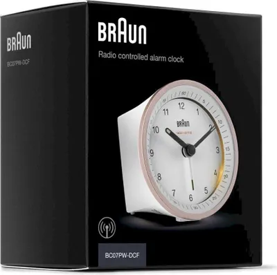 Obrázek produktu pro Braun BC07, Analogový budík, Kulatý, Růžová, Bílá, Analog, Baterie, AA