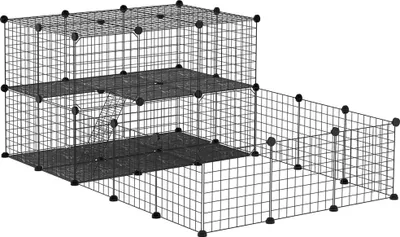 Image de Enclos & Cages pour Petits Animaux - Modulaire - Forme adaptable - Grillage métallique - 175×105×70 cm - Noir