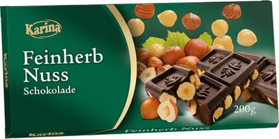 Produktbild von Karina Feinherbe Nuss Schokolade mit ganzen Haselnüssen 200g