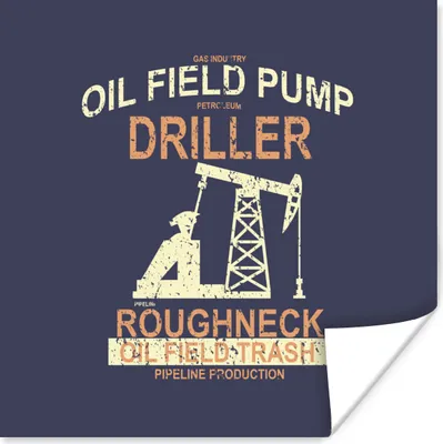 Produktbild von MuchoWow® Poster Pumpe - Öl - Retro - Zeichnung 50x50 cm - Wohnzimmerdekoration
