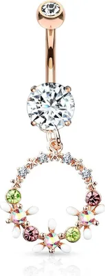 Produktbild von Bauchnabelpiercing Piercing Blumenkranz Zirkonia Kristalle Bananabell Autiga® rosegold