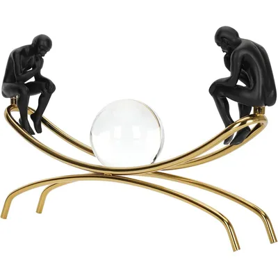 Produktbild von Statue Denkers mit Kristallkugel,Denker Skulptur Deko,Skulpturfigur, Dekoration fš¹r Zuhause, Bš¹ro, Wohnzimmer oder Schreibtisch