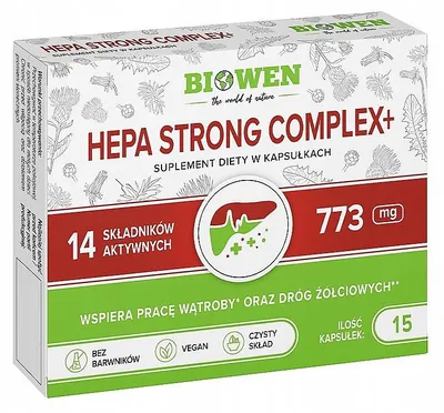 Blister Biowen Hepa Strong Complex+ suplement diety na wątrobę 15 kapsułek