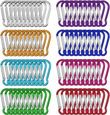 Productafbeelding van 80 Mini-Karabijnhaken voor Sleutelhanger en Outdoor Activiteiten - Lichtgewicht Aluminium Clips (4,6 cm)