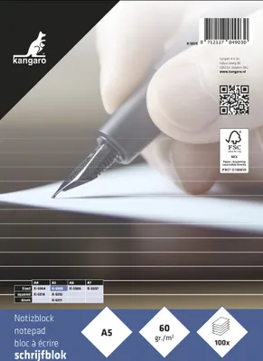 Obrázok produktu pre kangaro  K-5505 kangaro Notizblock DIN A5, liniert, 100 Blatt