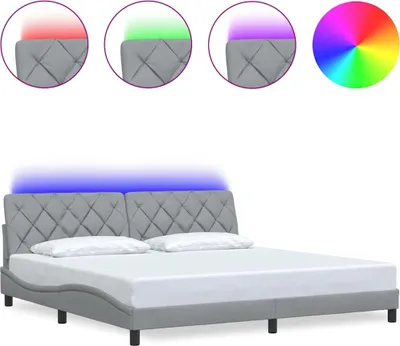 Produktbild von vidaXL Bettgestell mit LED ohne Matratze Hellgrau 200x200 cm Stoff