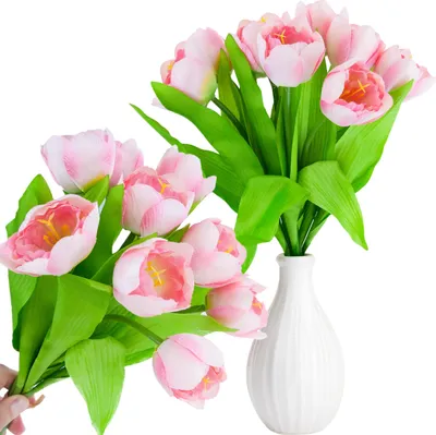 Produktbild von Tulpenstrauß naturgetreues | 9 Stück | Rosa