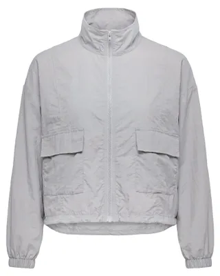 Produktbild von Damen Jacke mit Stehkragen, Reißverschluss, aufgesetzten Taschen und regulärer Passform, grau L