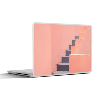 Produktbild von MuchoWow® Laptop Aufkleber Sticker Cover Treppe - Architektur - Rosa - Pastell 25x18 cm - Laptop-Deko