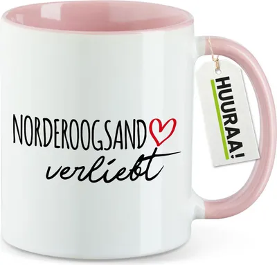 Produktbild von Huuraa Kaffeetasse Norderoogsand verliebt 330ml Rosa Keramik Kaffeebecher Geschenkidee