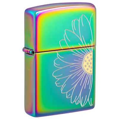 Obrázok produktu pre Zapaľovač Zippo Storm - Daisy Design - Chrómovaný brúsený, emblém - Opätovne naplniteľný na celoživotné použitie - Darčeková krabička - Kovové telo - Vyrobené v USA