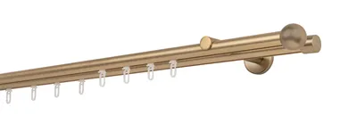 Produktbild von Gardinenstange Maß Innenlauf 20mm Ball 2-lauf Wand  12cm Farbe: Messing-Matt, Größe: 140cm