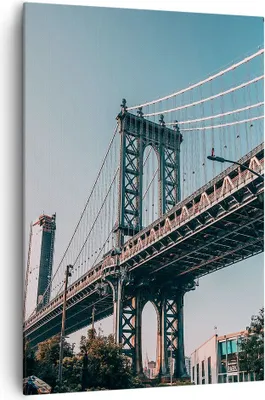 Produktbild von Bild auf Leinwand - Leinwandbild - Einteilig - Manhattan Brücke Brücke - 70x100cm - Wand Bild - Wanddeko - Wandbilder - Leinwanddruck - Wanddekoration - Leinwand bilder - Wandbild - PA70x100-4675