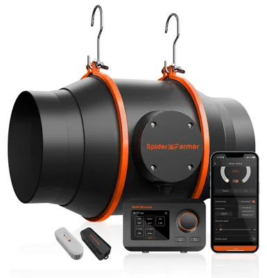 Image de Gaine de ventilation en ligne - 15 cm - Contrôleur de température et d'humidité - Pour serre et cave