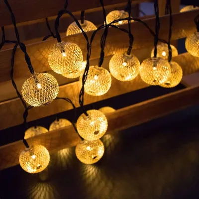 Solar-Lichterkette Metall, 3 m, 20 LEDs, warmweiß, IP65
