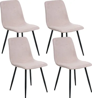 Produktbild von BELIANI Esszimmerstühle 4er Set Beige Stoff Gepolstert mit Schwarzen Beinen Ohne Armlehnen Modern Polsterstühle Küchenstühle Esszimmer Küche