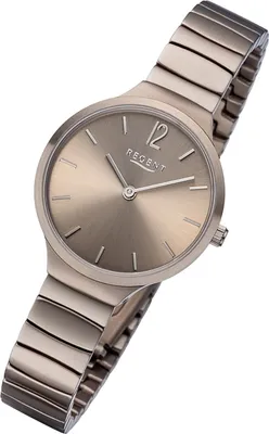 Produktbild von Regent Armbanduhr Damen BA-555 Edelstahl Uhr Elegant khaki Metallarmband URBA555